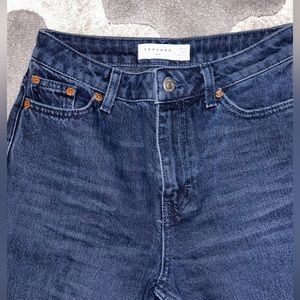Top shop size two dark blue mom jeans